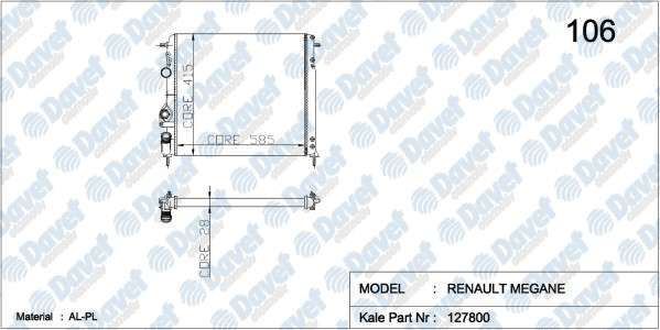 KALE 0520202AL Motor Radyator Megane 1.6/2.0 Ac ( 2 Sira Al+Pl )